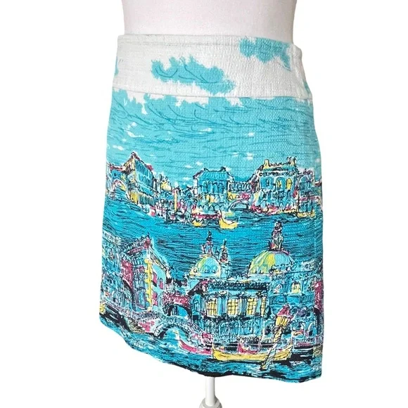 Talbots Venice Grand Canal Scenic Print Skirt Women’s Size 10P - Picture 3 of 14